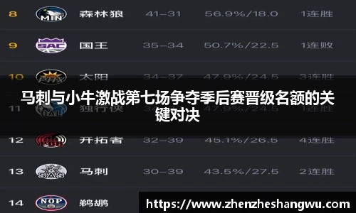 马刺与小牛激战第七场争夺季后赛晋级名额的关键对决